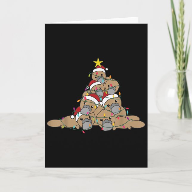 Tarjeta Platypus Christmas Tree Funny Christmas Animals  (Anverso)
