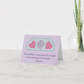 Tarjeta Plautus Friendship Quote Hearts Notecard
