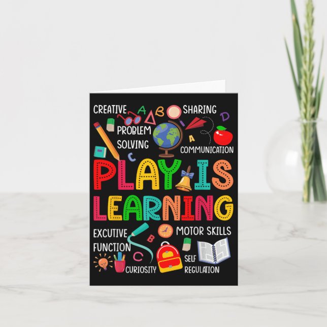 Tarjeta Play is Learning Kindergarten Profesor de Preescol (Anverso)