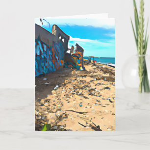 Tarjeta Playa abandonada postapocalíptica