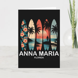Tarjeta Playa Anna Maria Florida Tabla de surf Surf Retro