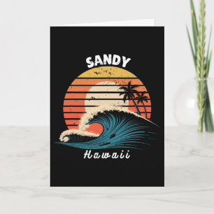 Tarjeta Playa de arena Hawaii Mujeres Hombres Surfboarding