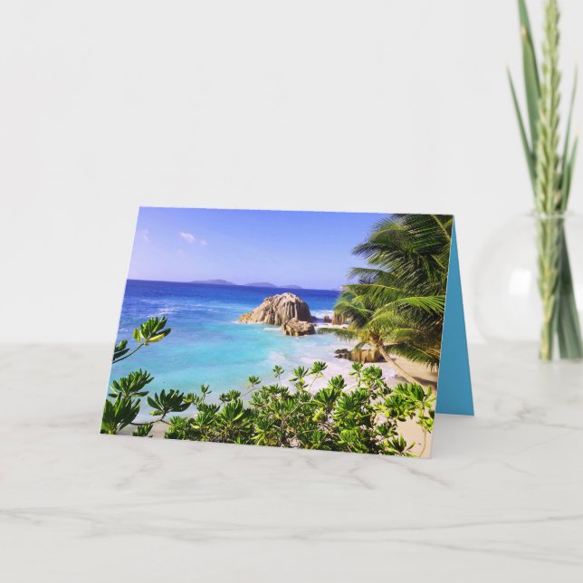 Tarjeta Playa de Isla Tropical de Seychelles (Anverso)