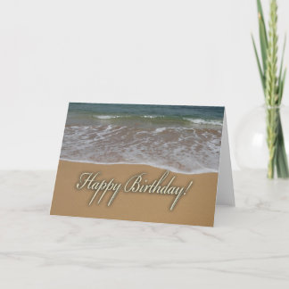 Tarjeta Playa de la arena del feliz cumpleaños
