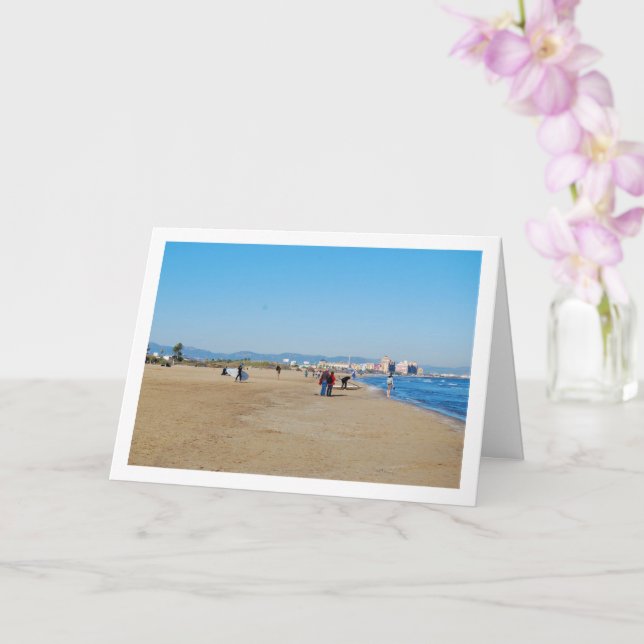 Tarjeta Playa de Malvarossa en Valencia, España (Orquídea)