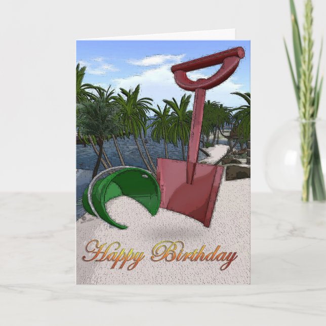 Tarjeta Playa de palmeras a orillas del mar océano arena c (Anverso)