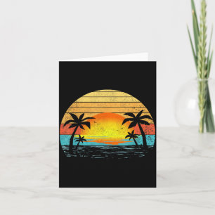 Tarjeta Playa de Palmeras Retro 70s 80s Atardecer Tropical