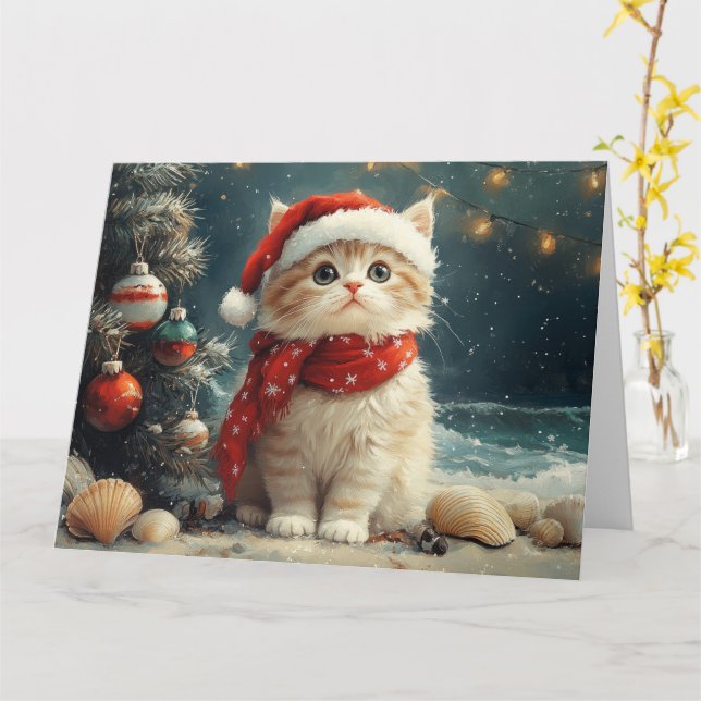 Tarjeta Playa de Vintage para gatos persas (flor amarilla)