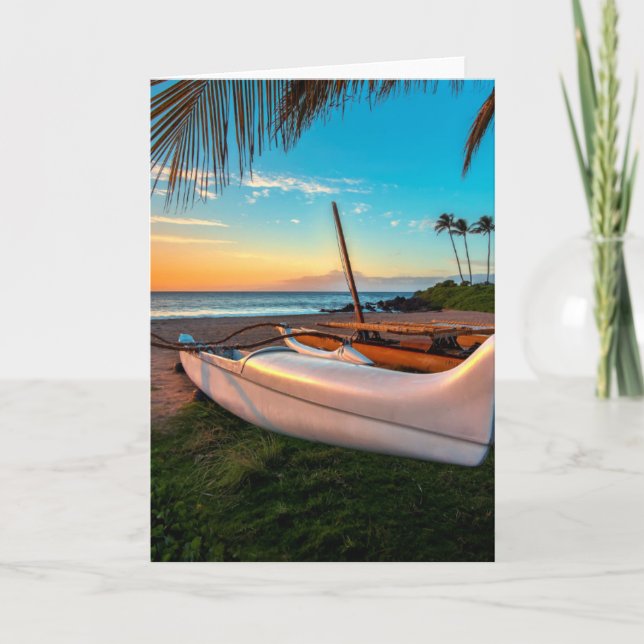 Tarjeta Playa del sur de Maui en la puesta del sol el | (Anverso)