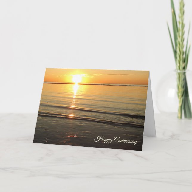 Tarjeta Playa feliz del océano de la puesta del sol de (Anverso)