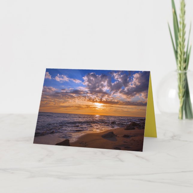 Tarjeta Playa Golden Sunset Sandy Island (Anverso)
