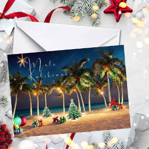 Tarjeta Playa hawaiana Mele Kalikimaka
