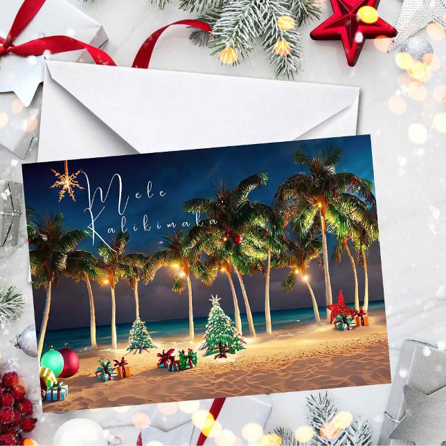 Tarjeta Playa hawaiana Mele Kalikimaka (Subido por el creador)