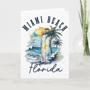 Tarjeta Playa Miami Florida Surf Vintage Surf Playa Surfis