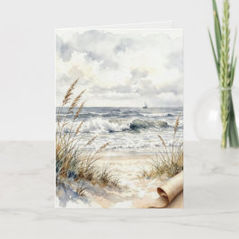 Tarjeta Playa Pensando en Ti con Papel Rizado