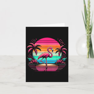 Tarjeta Playa rosa Flamingo Verano Vibes Palm Tree Tropica