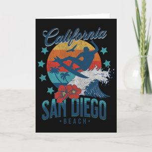 Tarjeta Playa San Diego California Surf Vintage Vacaciones