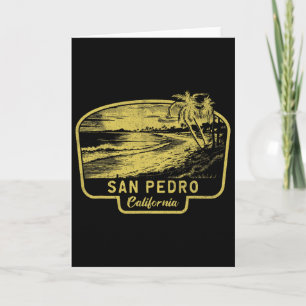 Tarjeta Playa San Pedro California Surf Vintage Azul