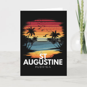 Tarjeta Playa St Augustine Florida Surfboard Surfing Vinta