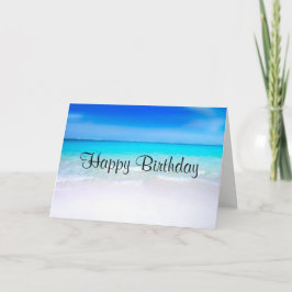 Tarjeta Playa tropical con cumpleaños turquesa