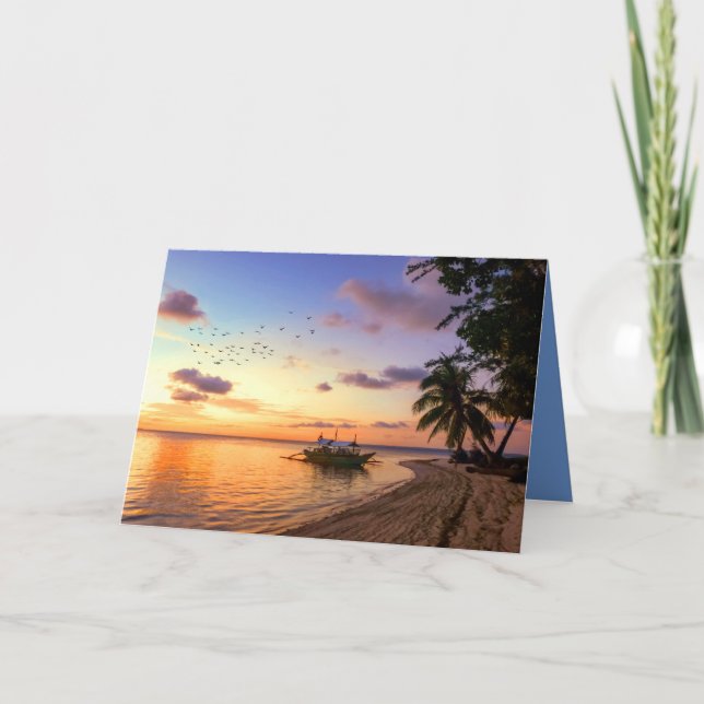 Tarjeta Playa Tropical Isla Tahiti Sunset (Anverso)