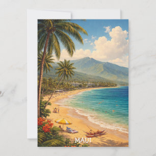 Tarjeta Playa Tropical Ka'anapali Beach Maui Viajes Vintag