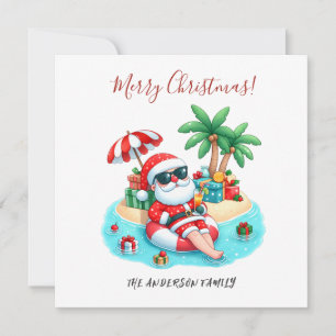 Tarjeta Playa Tropical Santa Navidad 