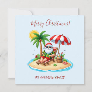 Tarjeta Playa Tropical & Santa Navidad 