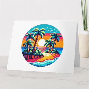 Tarjeta Playa Tropical Sunset Relajante Paraíso de Arte Pi