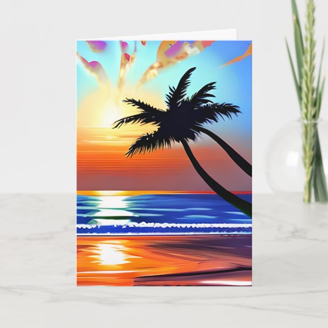 Tarjeta Playa tropical y Sunset Blank (Anverso)