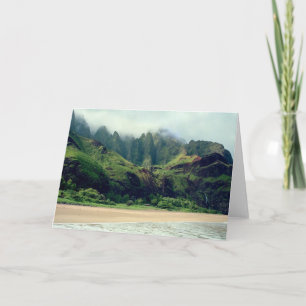 Tarjeta Playa y cascada de Kalalau