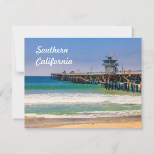 Tarjeta Playa y muelle del sur de California en San Clemen