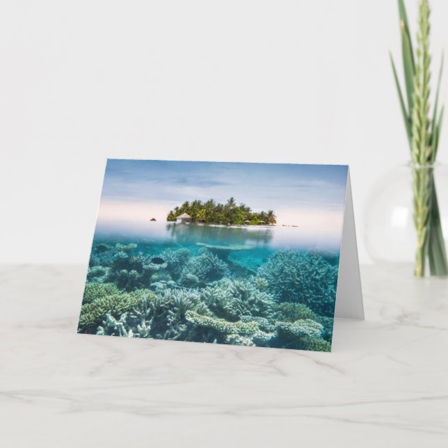 Tarjeta Playas tropicales | Atolón Ari de Maldivas (Anverso)