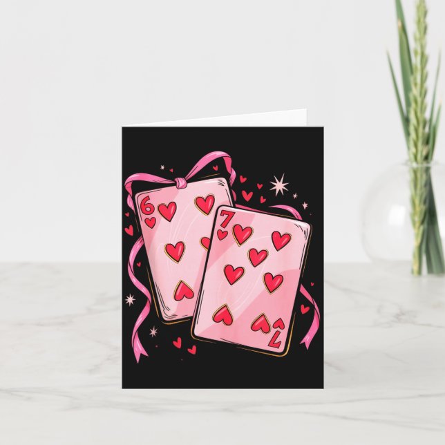 Tarjeta Playing Cards 6 7 Of Hearts 67 Six Seven Bow Valen (Anverso)