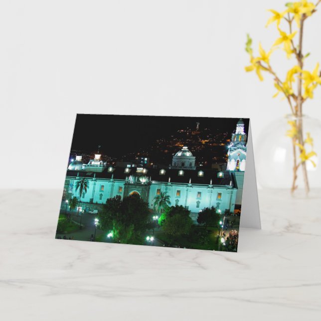 Tarjeta Plaza de la Independencia, Quito, Ecuador (flor amarilla)