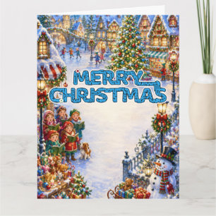 Tarjeta Plaza Tradicional de la Ciudad Feliz Navidad