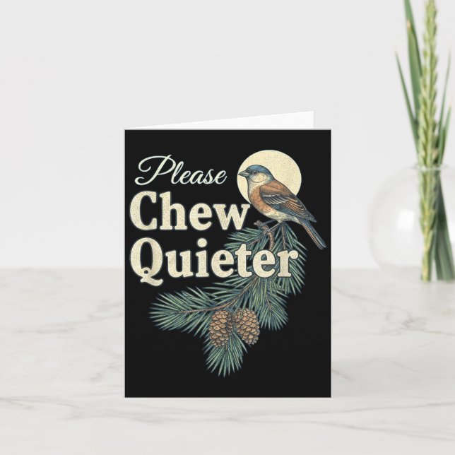 Tarjeta Please Chew Quieter Christmas Funny Novelty  (Anverso)