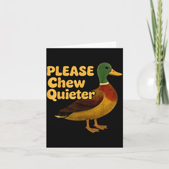 Tarjeta Please Chew Quieter Sarcastic Animal Quote Quirky  (Anverso)