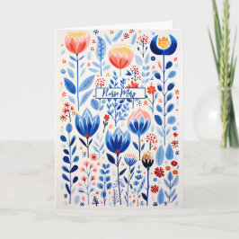 Tarjeta plegable de acuarela de flores silvestres 