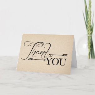 Tarjeta plegable de flechas de agradecimiento rúst