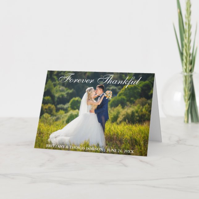 Tarjeta Plegable de Foto de Agradecimiento de Boda (Anverso)