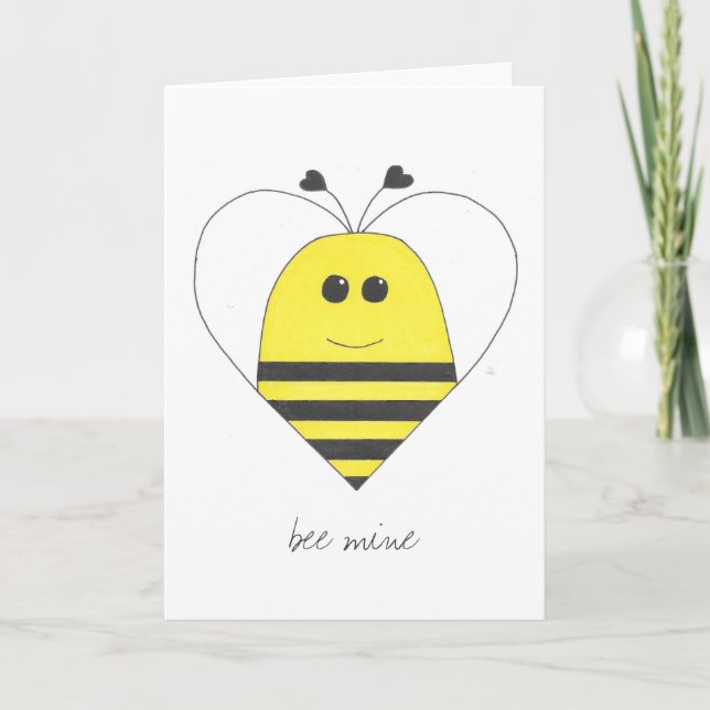 Tarjeta plegable de la abeja del corazón de la (Anverso)