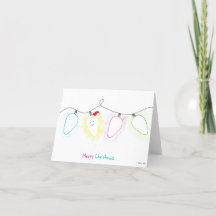 Tarjeta plegable de luces de Navidades dibujados a