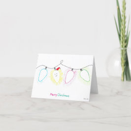 Tarjeta plegable de luces de Navidades dibujados a