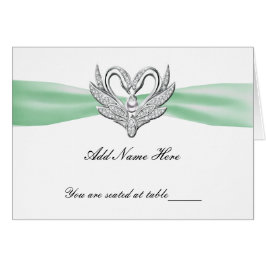 Tarjeta plegable de lugar de mesa para cisne verde