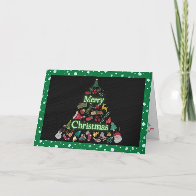 Tarjeta plegable de navidades verdes (Anverso)