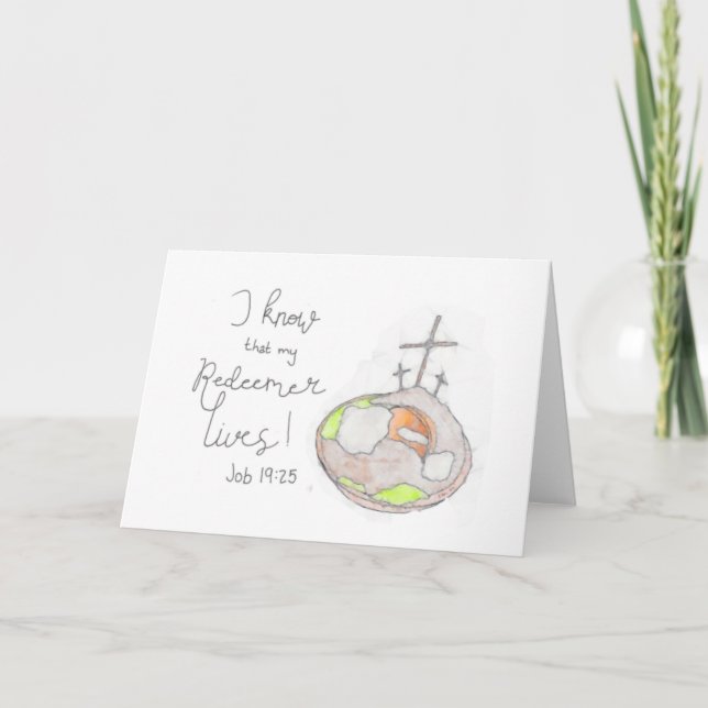 Tarjeta plegable de Pascua Mi Redentor Vive (Anverso)