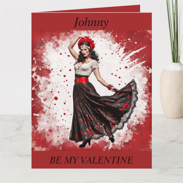 Tarjeta plegable del DÍA DE SAN VALENTÍN Bailarina (Anverso)