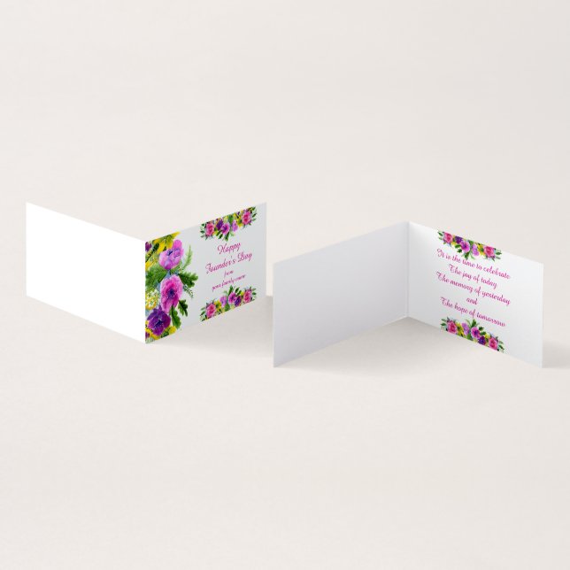 Tarjeta plegable feliz del día del fundador (Interior y exterior)