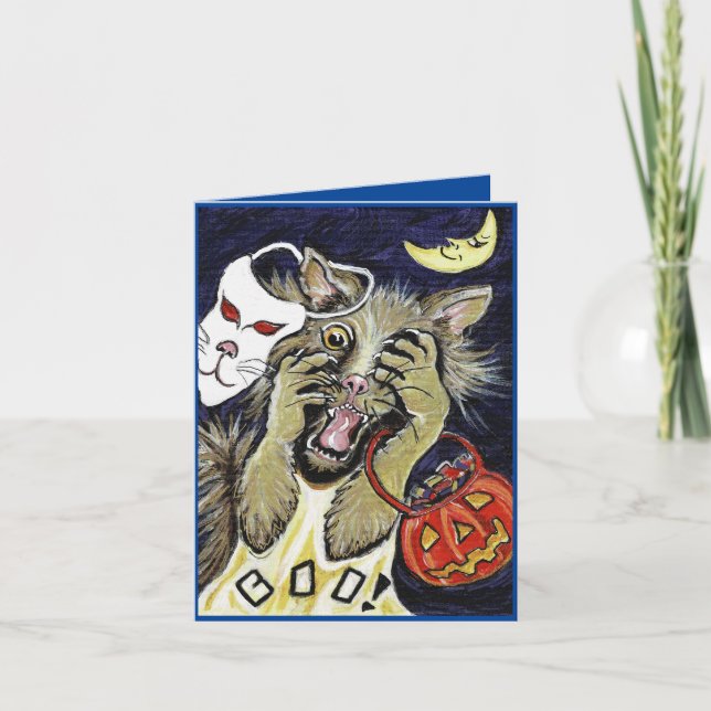 Tarjeta plegable para gatos de Halloween (Anverso)